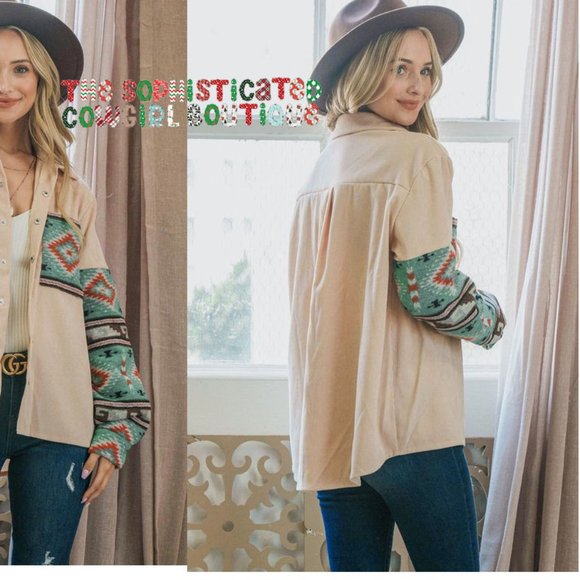 THE SHASTA LADIES AZTEC PRINT CORDUROY SHACKET - Picture 2 of 12